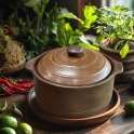 Nồi Đất nấu trên Bếp Từ thân cao 2 Lít (Men nâu)