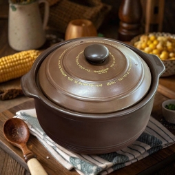 Nồi Đất nấu trên Bếp Từ thân cao 3 Lít (Men nâu)