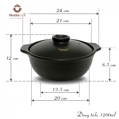 kích thước nồi đất kho cá 1.2 lít (Men sứ đen) kích thước nồi đất kho cá 1.2 lít (Men sứ đen)
