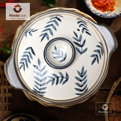 nồi đất hoạ tiết lá đơn