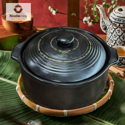 Nồi Đất nấu trên Bếp Từ thân cao 3 Lít (Men đen)